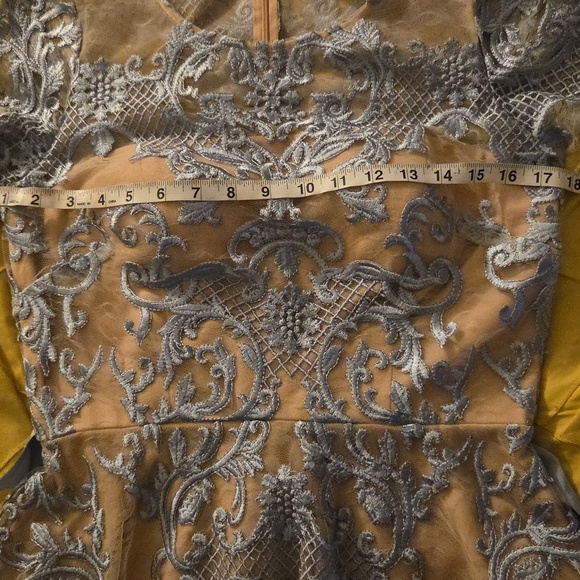 BHLDN | Lace Overlay Midi Dress | Nude & Silver | Size 8 | NWOT - Picture 4 of 4